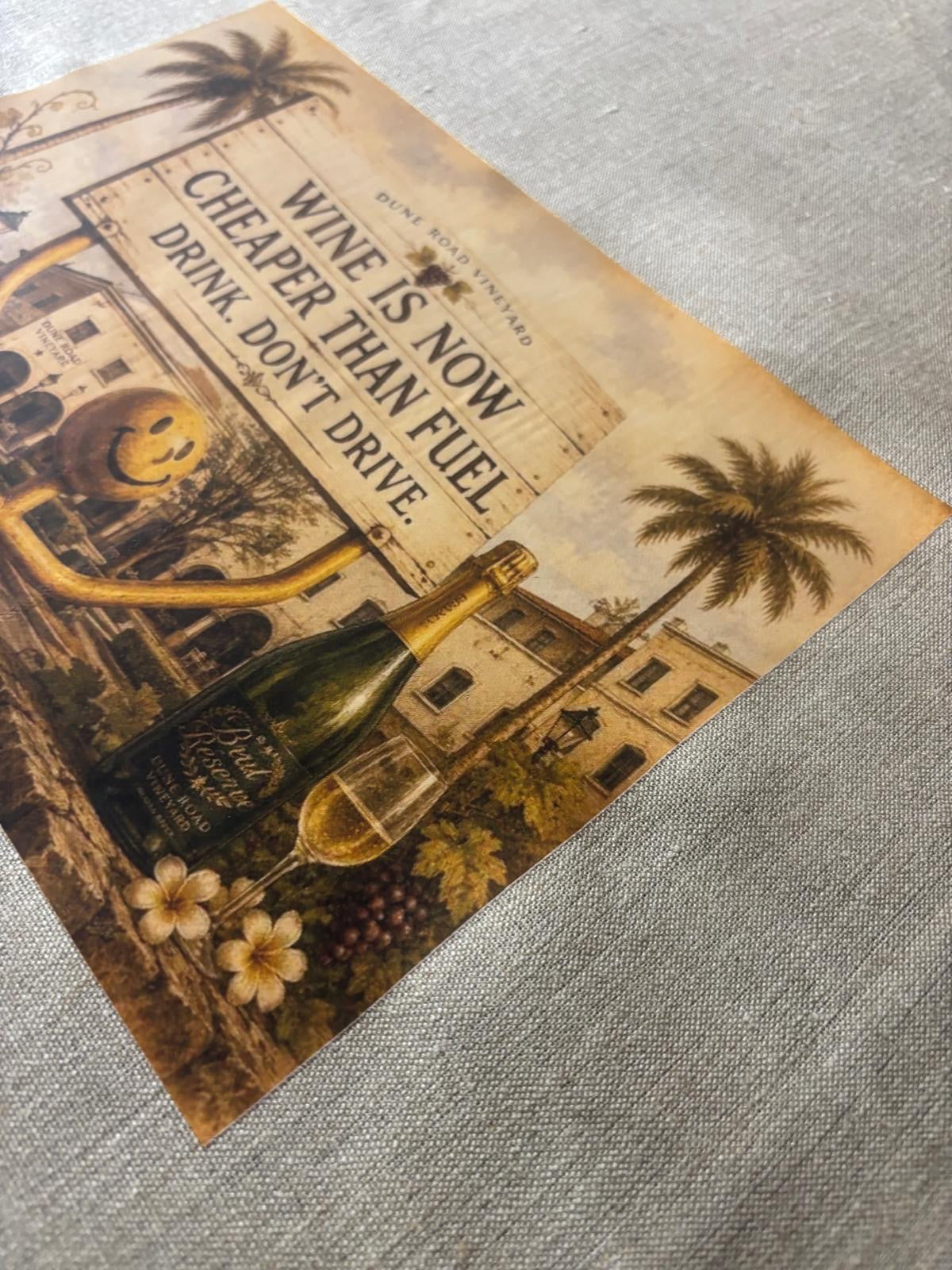 Drink Don't Drive Linen Tea Towel